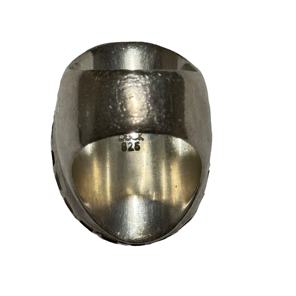 Anna Beck Large Sterling Silver Oval Step Dot Texture Cocktail Ring - Picture 6 of 8